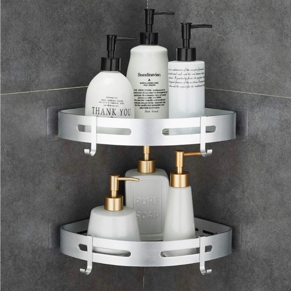 Silver Wall-Mounted Bathroom Shelf